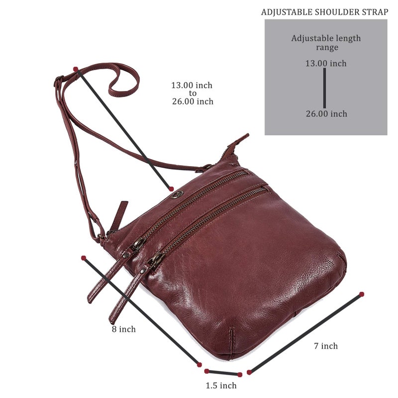 Cochoa Crossbody Sling Bag for Women Small Real Leather Purse Vintage Travel Crossover Shoulder Bag Handmade (Oxblood Washed Vintage) - Image 3